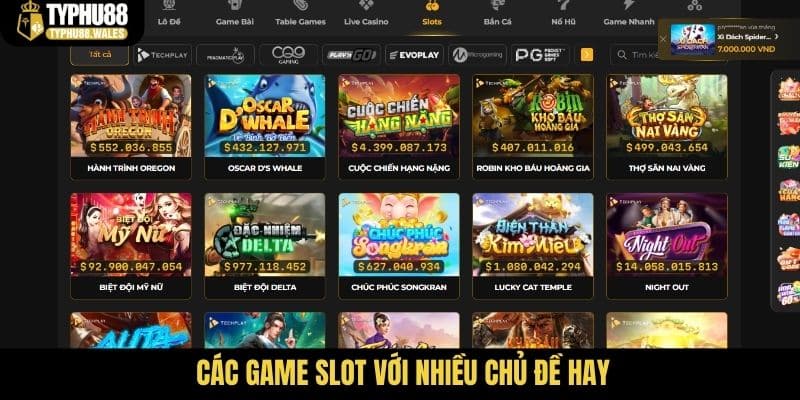 Các game slot với nhiều chủ đề hay