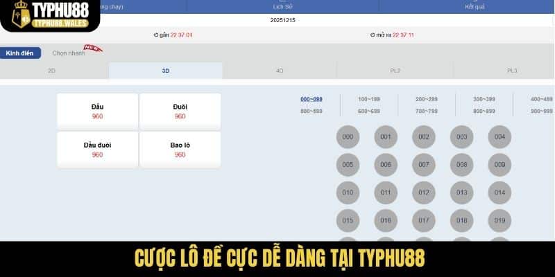 Cược lô đề cực dễ dàng tại Typhu88